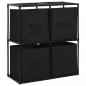 Preview: ARDEBO.de - Lagerschrank mit 4 Stoffkörben Schwarz 63×30×71 cm Stahl
