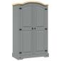 Preview: Kleiderschrank Mexiko-Stil Kiefernholz 2 Türen Grau