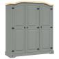 Preview: Kleiderschrank Mexiko-Stil Kiefernholz 3 Türen Grau
