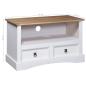 Preview: TV-Schrank Mexiko-Stil Kiefernholz Weiß 91x43x56 cm