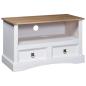 Preview: TV-Schrank Mexiko-Stil Kiefernholz Weiß 91x43x56 cm
