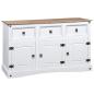 Preview: Sideboard Mexiko-Stil Kiefernholz Weiß 132x43x78 cm