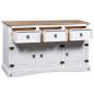 Preview: Sideboard Mexiko-Stil Kiefernholz Weiß 132x43x78 cm