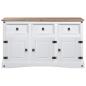 Preview: Sideboard Mexiko-Stil Kiefernholz Weiß 132x43x78 cm