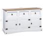 Preview: Sideboard Mexiko-Stil Kiefernholz Weiß 132x43x78 cm