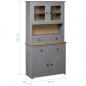 Preview: Highboard Grau 93x40,5x180 cm Kiefernholz Panama