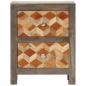 Preview: Nachttisch Grau 40x30x50 cm Massivholz Mango