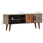 Preview: TV-Schrank Grau 130x30x46 cm Raues Mango-Massivholz