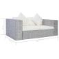 Preview: 2-Sitzer-Sofa mit Kissen Grau Natürliches Rattan