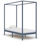 Preview: Himmelbett-Gestell Grau Massivholz Kiefer 90 x 200 cm