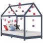 Preview: ARDEBO.de - Kinder-Bettgestell Grau Massivholz Kiefer 90 x 200 cm