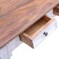 Preview: Schreibtisch mit Schubladen Weiß 117x57x75 cm Altholz Massiv