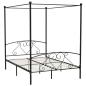 Preview: Himmelbett-Gestell Schwarz Metall 140 x 200 cm 