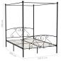 Preview: Himmelbett-Gestell Schwarz Metall 140 x 200 cm 