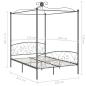 Preview: Himmelbett-Gestell Grau Metall 120 x 200 cm