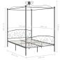 Preview: Himmelbett-Gestell Grau Metall 140 x 200 cm