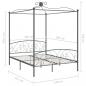 Preview: Himmelbett-Gestell Grau Metall 160 x 200 cm