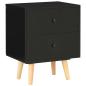 Preview: Nachttische 2 Stk. Schwarz 40 x 30 x 50 cm Kiefer Massivholz  