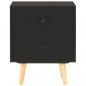 Preview: Nachttische 2 Stk. Schwarz 40 x 30 x 50 cm Kiefer Massivholz  