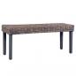 Preview: ARDEBO.de - Sitzbank 110 cm Grau Natur Kubu-Rattan und Massivholz Mango