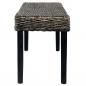 Preview: Sitzbank 110 cm Schwarz Natur Kubu-Rattan und Massivholz Mango