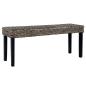 Preview: Sitzbank 110 cm Schwarz Natur Kubu-Rattan und Massivholz Mango