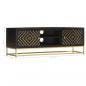 Preview: TV-Schrank Schwarz Golden 120 x 30 x 40 cm Massivholz Mango
