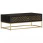 Preview: Couchtisch Schwarz und Golden 90 x 50 x 35 cm Massivholz Mango