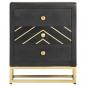 Preview: Nachttisch Schwarz und Golden 40 x 30 x 50 cm Mango Massivholz