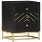 Preview: Nachttisch Schwarz und Golden 40 x 30 x 50 cm Mango Massivholz