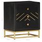Preview: Nachttisch Schwarz und Golden 40 x 30 x 50 cm Mango Massivholz