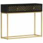 Preview: Konsolentisch Schwarz und Golden 90x30x75 cm Mango Massivholz