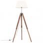 Preview: ARDEBO.de - Stativlampe Honigbraun und Weiß Teak Massivholz 141 cm