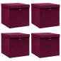 Preview: ARDEBO.de - Aufbewahrungsboxen mit Deckeln 4Stk. Dunkelrot 32x32x32cm Stoff