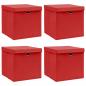 Preview: ARDEBO.de - Aufbewahrungsboxen mit Deckeln 4 Stk. Rot 32x32x32 cm Stoff