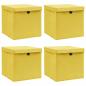 Preview: ARDEBO.de - Aufbewahrungsboxen mit Deckeln 4 Stk. Gelb 32x32x32 cm Stoff