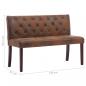 Preview: Sitzbank 120 cm Braun Wildleder-Optik