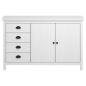 Preview: Sideboard Hill Weiß 130x40x80 cm Massivholz Kiefer