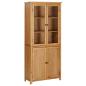 Preview: ARDEBO.de - Bücherschrank mit 4 Türen 90x35x200 cm Eiche Massivholz & Glas