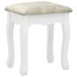Preview: Schminktisch-Set mit Hocker Weiß 75x69x140cm Paulownia-Holz 