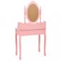 Preview: Schminktisch-Set mit Hocker Rosa 75x69x140 cm Paulownia-Holz 