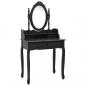 Preview: Schminktisch-Set mit Hocker Schwarz 75x69x140cm Paulownia-Holz 