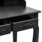 Preview: Schminktisch-Set mit Hocker Schwarz 75x69x140cm Paulownia-Holz 