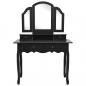Preview: Schminktisch-Set Hocker Schwarz 100x40x146 cm Paulownia-Holz 