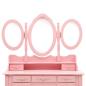 Preview: Schminktisch mit Hocker und Dreifach-Spiegel Rosa 