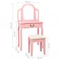 Preview: Schminktisch mit Hocker Rosa 65x36x128 cm Paulownia-Holz MDF