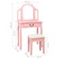 Preview: Schminktisch mit Hocker Rosa 65x36x128 cm Paulownia-Holz MDF
