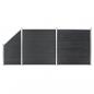 Preview: ARDEBO.de - WPC Zaun-Set 2 Quadrate + 1 Schräge 446x186 cm Grau