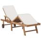 Preview: Sonnenliegen mit Auflagen 2 Stk. Massivholz Teak Creme