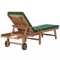 Preview: Sonnenliegen mit Auflagen 2 Stk. Massivholz Teak Grün